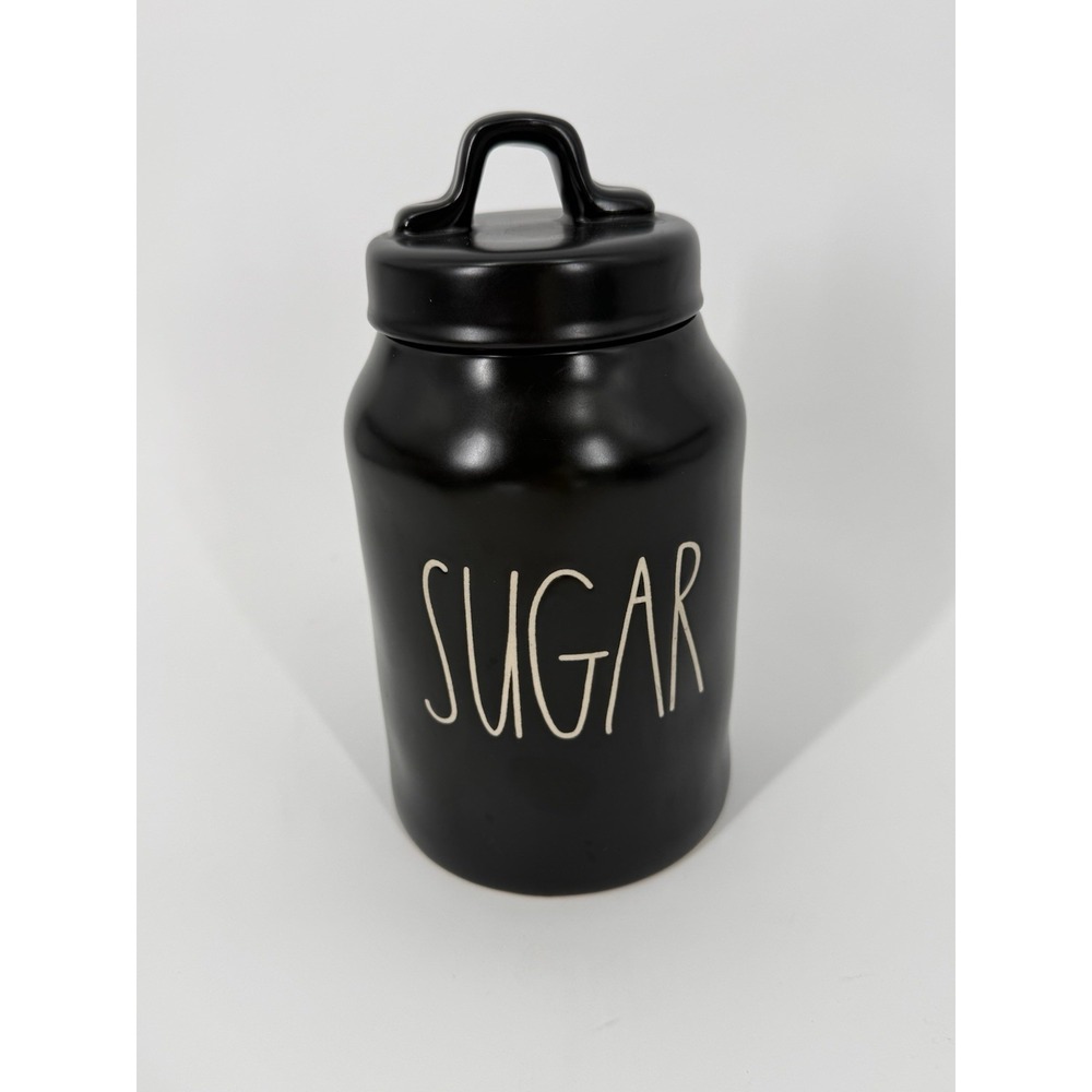 Rae Dunn Artisan Collection Black Small Sugar Jar with Flat Sealing Lid
